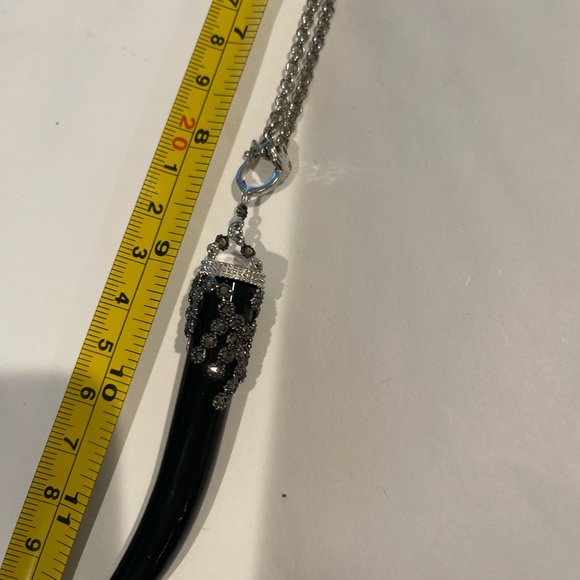 Ashley Pittman black horn pendant necklace with diamonds on magnetic clasp chain - Picture 5 of 5